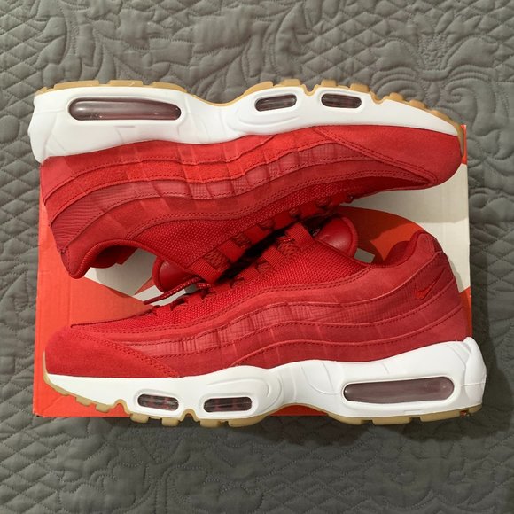Nike Other - Nike Air Max 95 Premium Gym Red White Men's 10.5